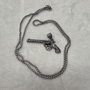 Stainless Steel Gun Pendant Necklace